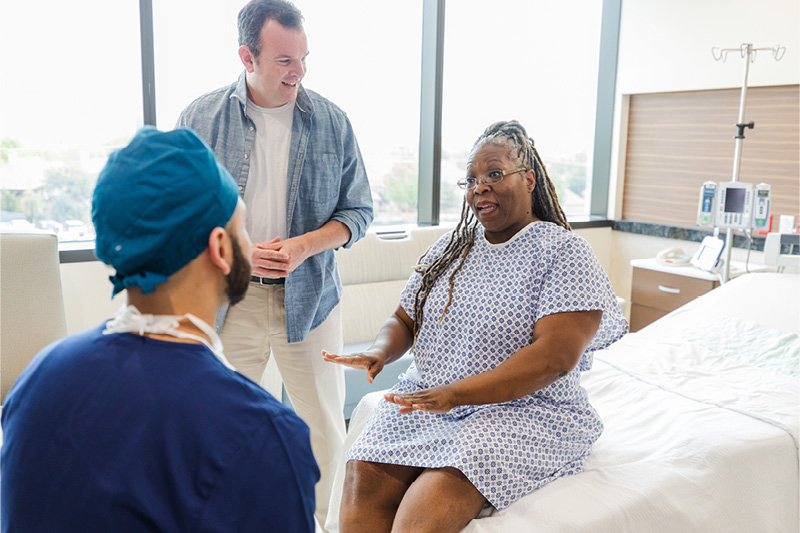 Woman talking to a doctor